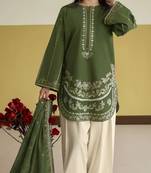 Green embroidered roman silk semi-stitched palazzo style salwar suit