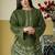 Green embroidered roman silk semi-stitched palazzo style salwar suit