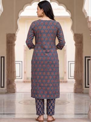 Women Ethnic Motifs Printed Regular Pure Cotton Kurta with Trousers & With Dupatta 6