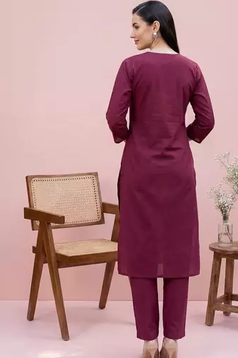 Women Ethnic Motifs Embroidered Regular Thread Work Pure Cotton Kurta with Trousers