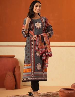 Women Ethnic Motifs Printed Regular Pure Cotton Kurta with Trousers & With Dupatta 1
