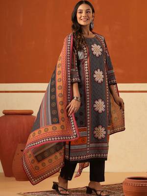 Women Ethnic Motifs Printed Regular Pure Cotton Kurta with Trousers & With Dupatta 2