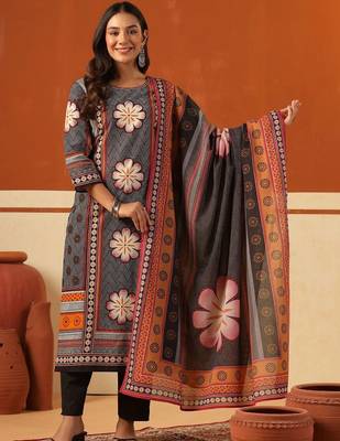 Women Ethnic Motifs Printed Regular Pure Cotton Kurta with Trousers & With Dupatta 4