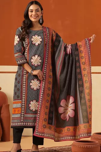 Women Ethnic Motifs Printed Regular Pure Cotton Kurta with Trousers & With Dupatta