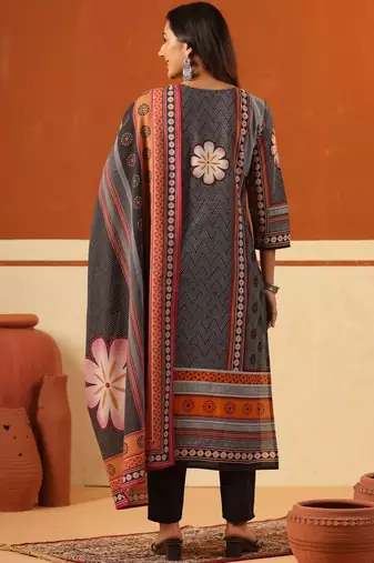 Women Ethnic Motifs Printed Regular Pure Cotton Kurta with Trousers & With Dupatta