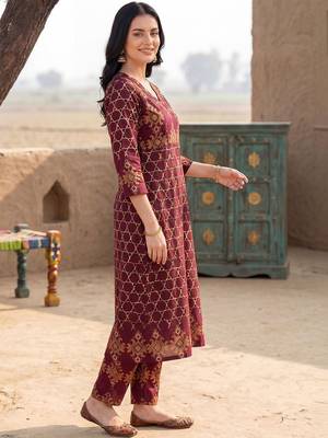 Women Ethnic Motifs Printed Regular Pure Cotton Kurta with Trousers & With Dupatta 3