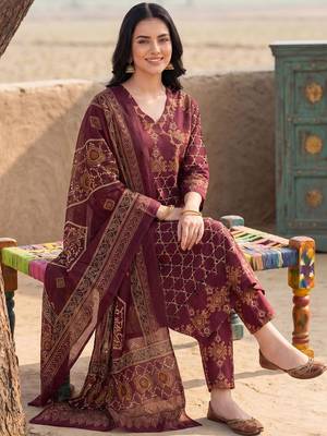 Women Ethnic Motifs Printed Regular Pure Cotton Kurta with Trousers & With Dupatta 5