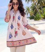 Women Floral Printed Regular Pure Cotton Kurti with Trousers