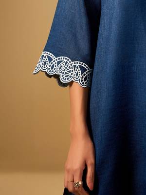 Women Ethnic Motifs Embroidered Regular Thread Work Linen Kurta with Palazzos 5