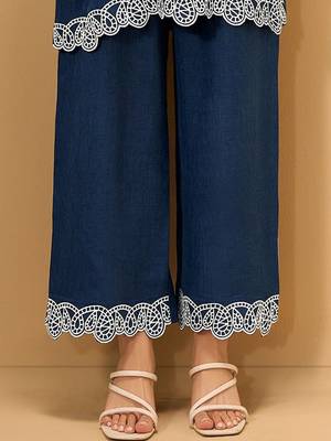 Women Ethnic Motifs Embroidered Regular Thread Work Linen Kurta with Palazzos 7