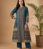 Women Printed Regular Mirror Work Pure Cotton Kurta with Trousers