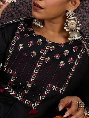 Women Ethnic Motifs Printed Regular Sequinned Pure Cotton Kurta with Trousers & With Dupatta 2