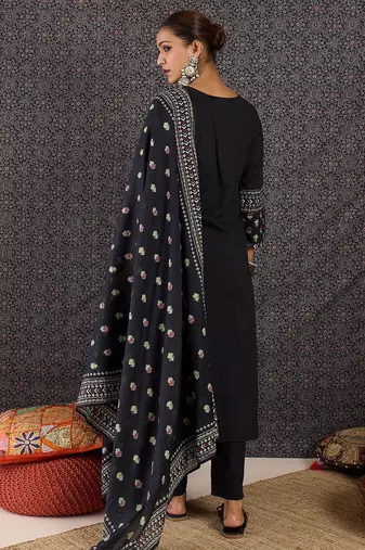 Women Ethnic Motifs Printed Regular Sequinned Pure Cotton Kurta with Trousers & With Dupatta