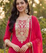 Women Ethnic Motifs Embroidered Regular Kurta with Trousers & With Dupatta