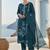Floral Embroidered Round Neck Thread Work Straight Kurta & Trousers With Dupatta