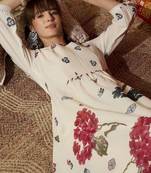 Women Floral Printed Regular Beads and Stones Pure Cotton Kurta with Trousers