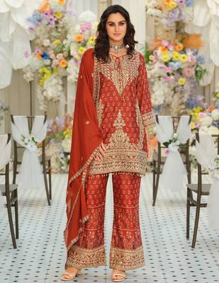 Women Ethnic Motifs Embroidered Regular Mirror Work Kurta with Palazzos & With Dupatta 1
