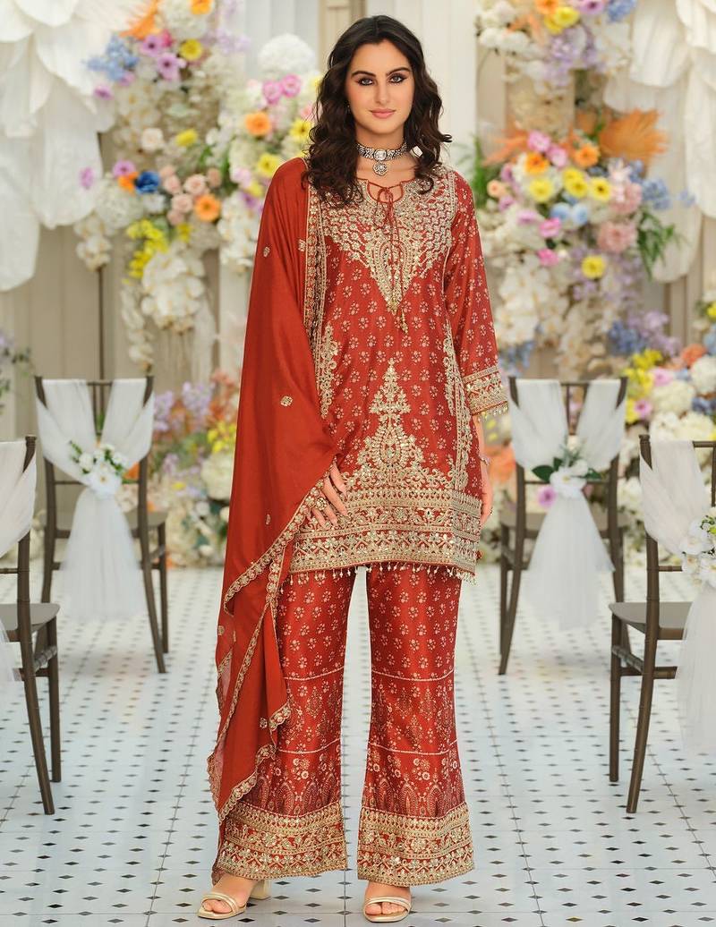 Women Ethnic Motifs Embroidered Regular Mirror Work Kurta with Palazzos & With Dupatta