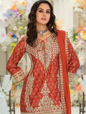 Women Ethnic Motifs Embroidered Regular Mirror Work Kurta with Palazzos & With Dupatta 3