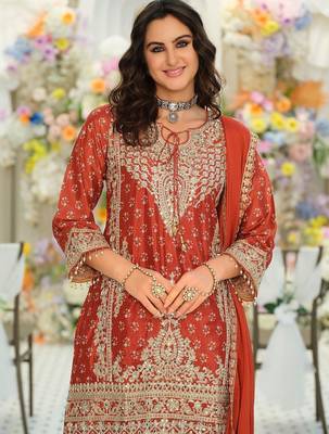 Women Ethnic Motifs Embroidered Regular Mirror Work Kurta with Palazzos & With Dupatta 5