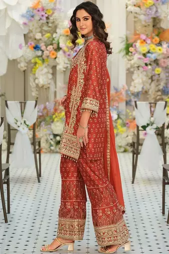 Women Ethnic Motifs Embroidered Regular Mirror Work Kurta with Palazzos & With Dupatta