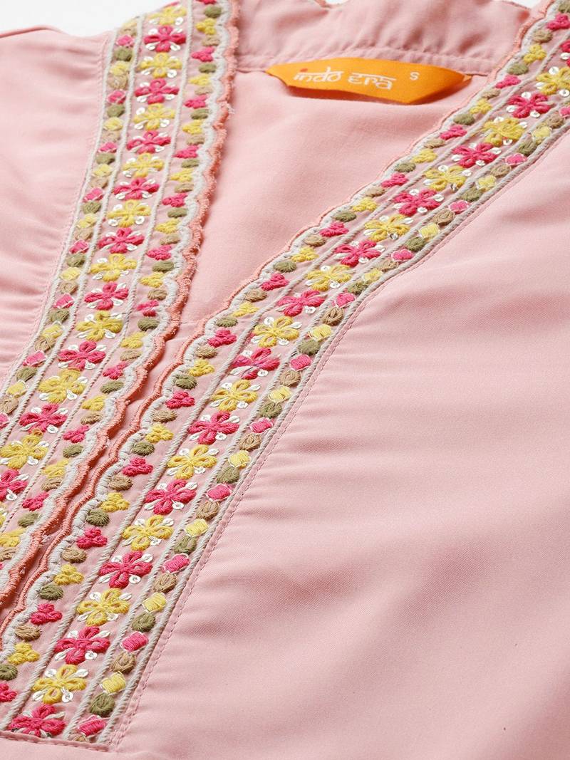 Floral Embroidered Regular Sequinned Kurta with Trousers & Dupatta