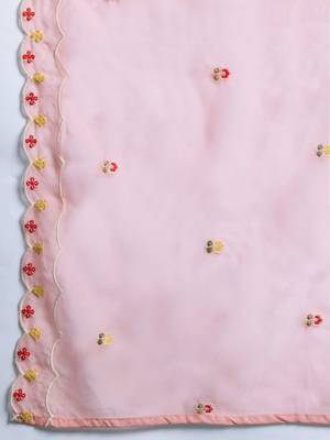 Floral Embroidered Regular Sequinned Kurta with Trousers & Dupatta 4