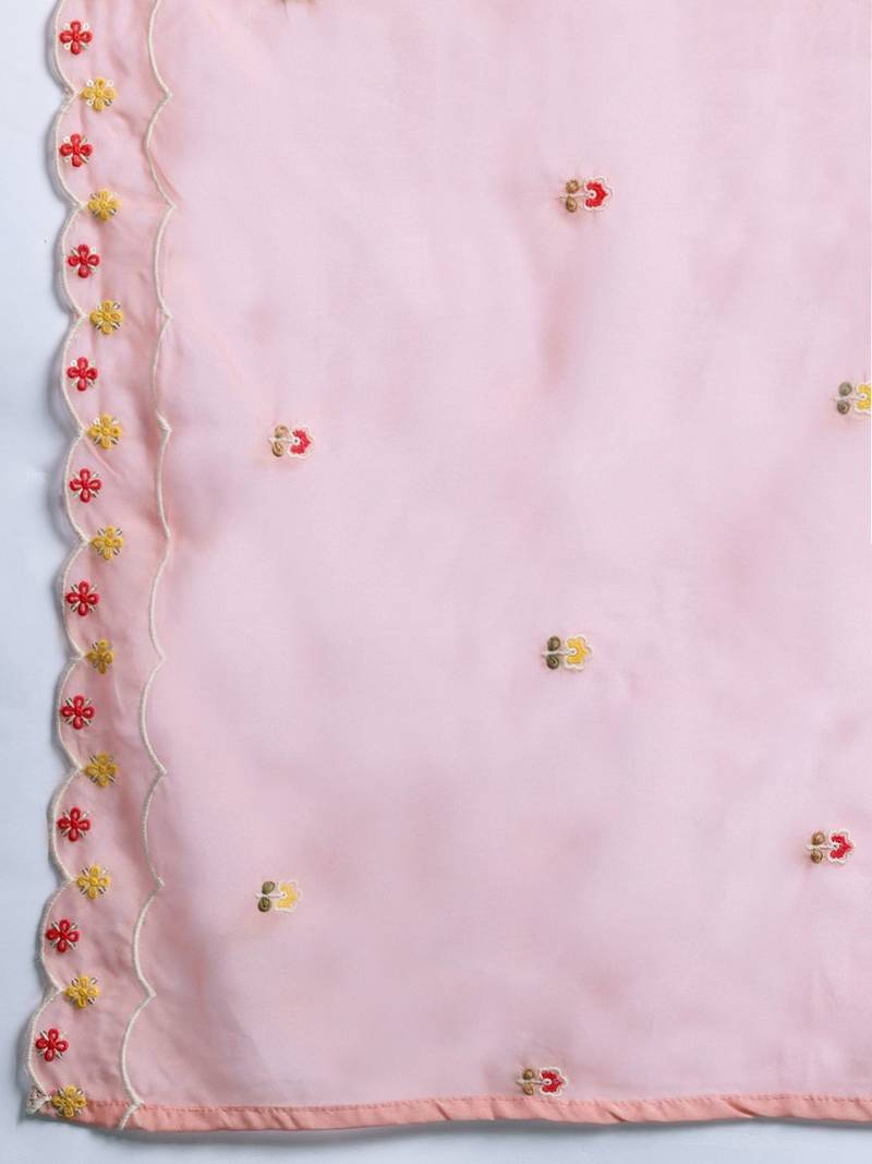 Floral Embroidered Regular Sequinned Kurta with Trousers & Dupatta
