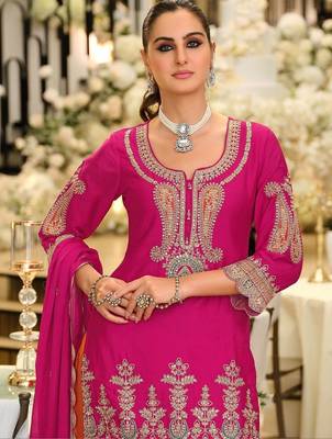Women Ethnic Motifs Embroidered Regular Thread Work Kurta with Palazzos & With Dupatta 2