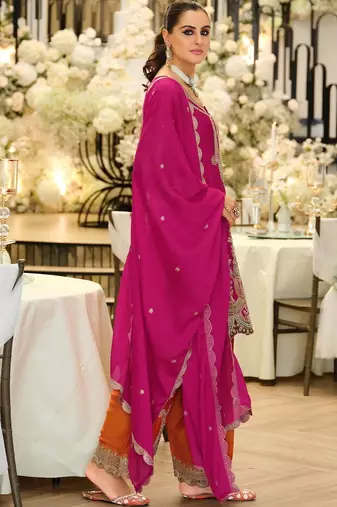 Women Ethnic Motifs Embroidered Regular Thread Work Kurta with Palazzos & With Dupatta