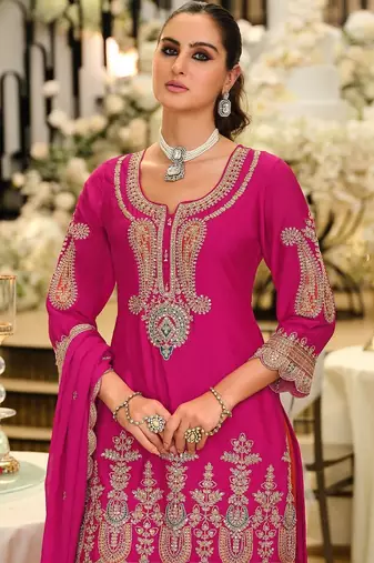 Women Ethnic Motifs Embroidered Regular Thread Work Kurta with Palazzos & With Dupatta