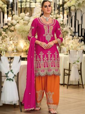 Women Ethnic Motifs Embroidered Regular Thread Work Kurta with Palazzos & With Dupatta 5