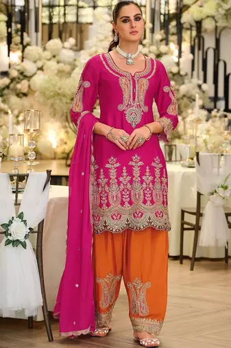 Women Ethnic Motifs Embroidered Regular Thread Work Kurta with Palazzos & With Dupatta