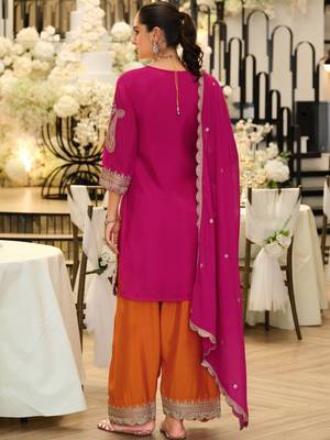 Women Ethnic Motifs Embroidered Regular Thread Work Kurta with Palazzos & With Dupatta 7