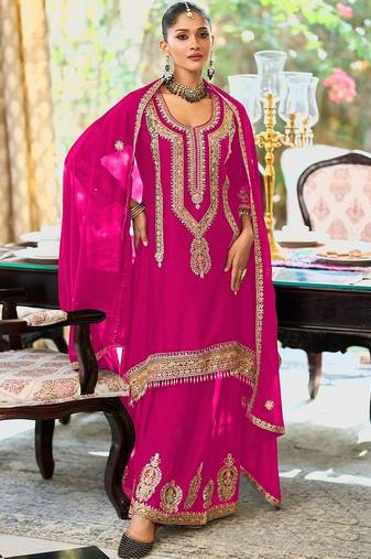 Women Ethnic Motifs Embroidered A-Line Kurta with Palazzos & Dupatta
