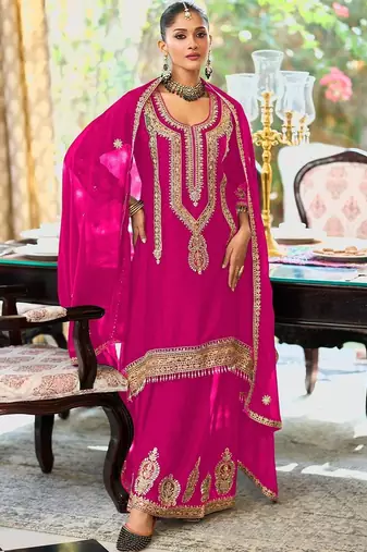 Women Ethnic Motifs Embroidered A-Line Kurta with Palazzos & Dupatta