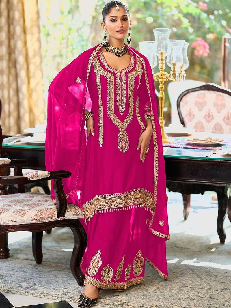 Women Ethnic Motifs Embroidered A-Line Kurta with Palazzos & Dupatta