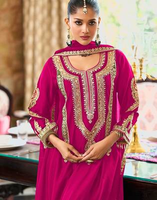 Women Ethnic Motifs Embroidered A-Line Kurta with Palazzos & Dupatta 2