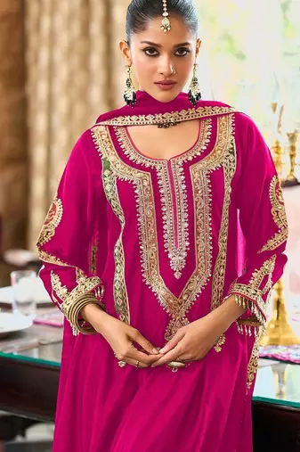 Women Ethnic Motifs Embroidered A-Line Kurta with Palazzos & Dupatta