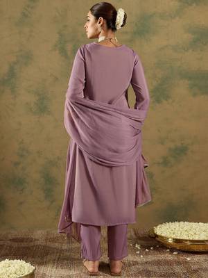 Floral Embroidered Embellished Straight Kurta with Trouser And Dupatta 6