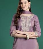 Ethnic Motifs Embroidered Kurta with Trousers & With Dupatta