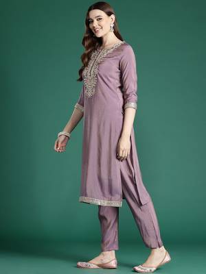 Ethnic Motifs Embroidered Kurta with Trousers & With Dupatta 6