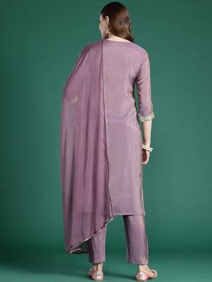 Ethnic Motifs Embroidered Kurta with Trousers & With Dupatta 7