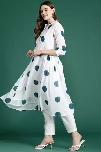 Printed Panelled Sequinned Pure Cotton Kurta with Trousers & With Dupatta