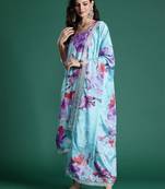 Floral Embroidered Empire Thread Work Kurta With Trousers & Dupatta