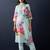Floral Printed Mirror Work Linen Kurta With Trousers & Dupatta