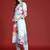 Floral Printed Mirror Work Linen Kurta With Trousers & Dupatta