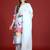 Floral Printed Mirror Work Linen Kurta With Trousers & Dupatta