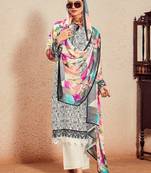 Women Floral Printed Regular Thread Work Kurta with Trousers & With Dupatta