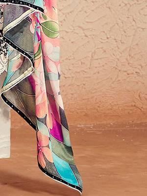 Women Floral Printed Regular Thread Work Kurta with Trousers & With Dupatta 4